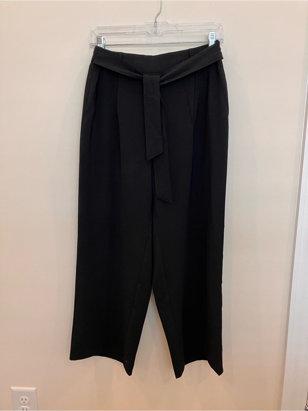 Soho Apparel Black  Tie-Waist Wide Leg Pants